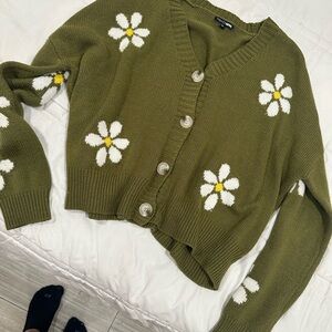 Fashion Nova Olive Floral Cardigan